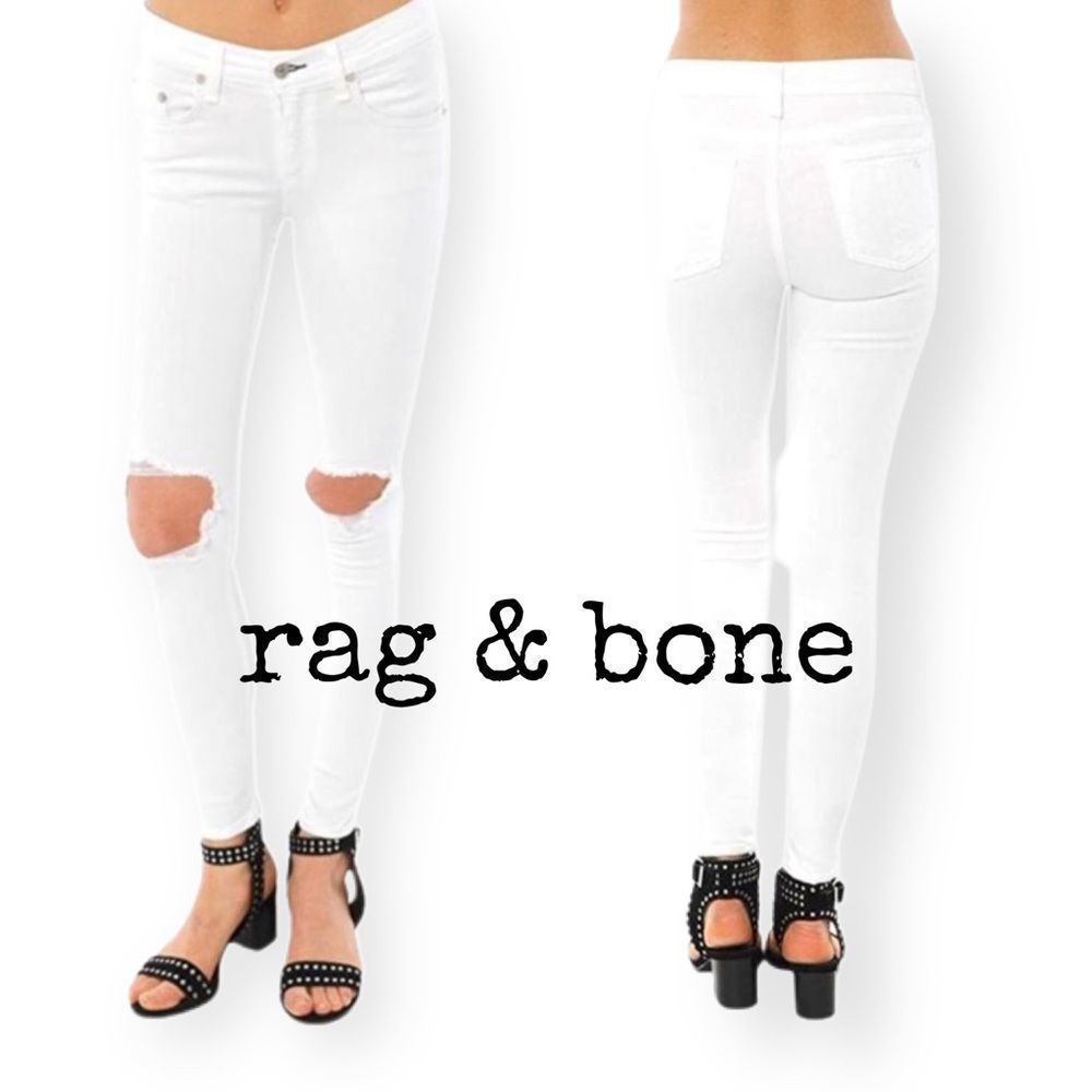 NWT Rag & Bone White with Holes Capri Jeans Size 31
